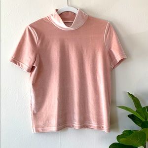 Madewell Dusty Pink Velvet Mockneck Top